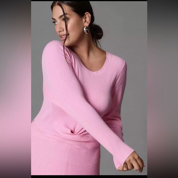 Anthropologie Long-Sleeve Ribbed Sweater Midi Dress - Picture 2 of 3